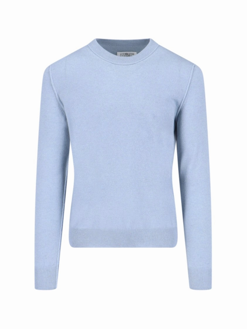 Basic Sweater In Light Blue Cashmere designer sweaters outlet