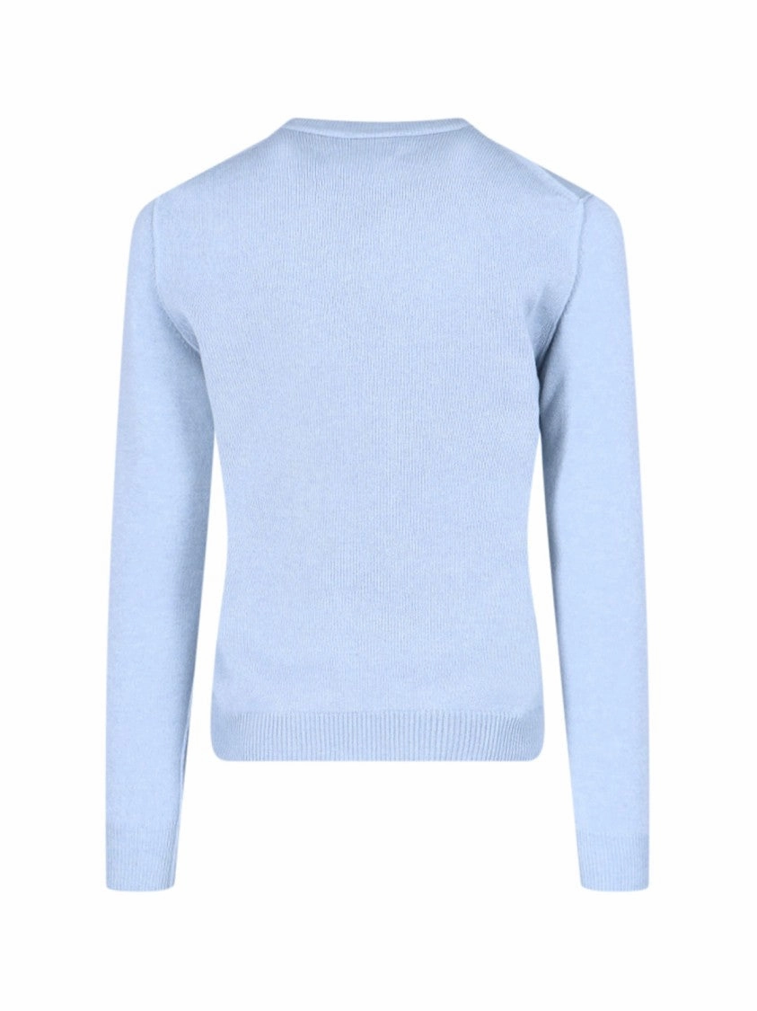 Basic Sweater In Light Blue Cashmere