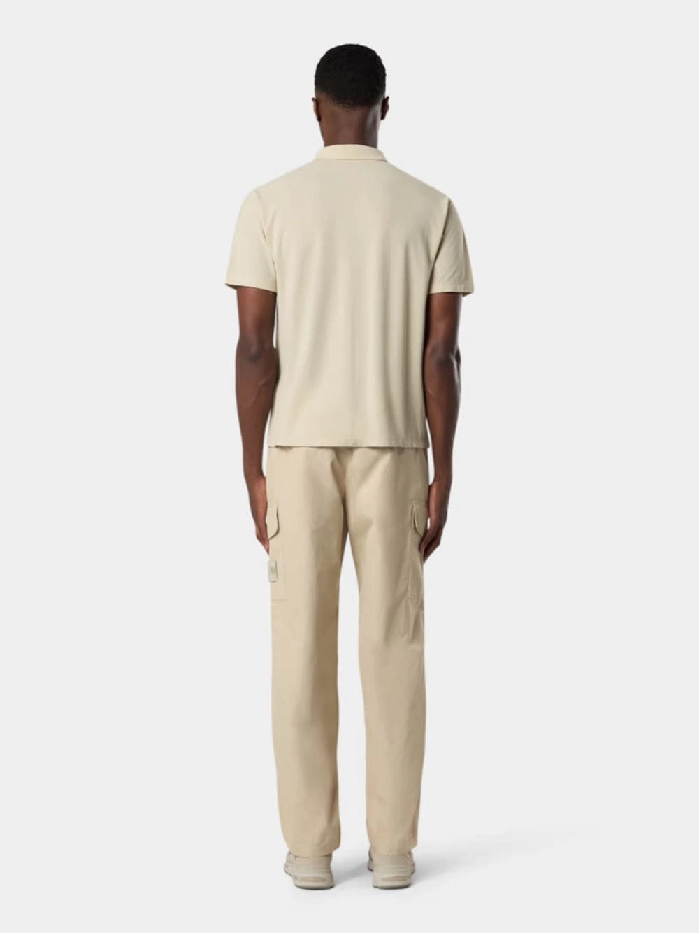 Beige Cotton Crepe Jersey Polo Shirt