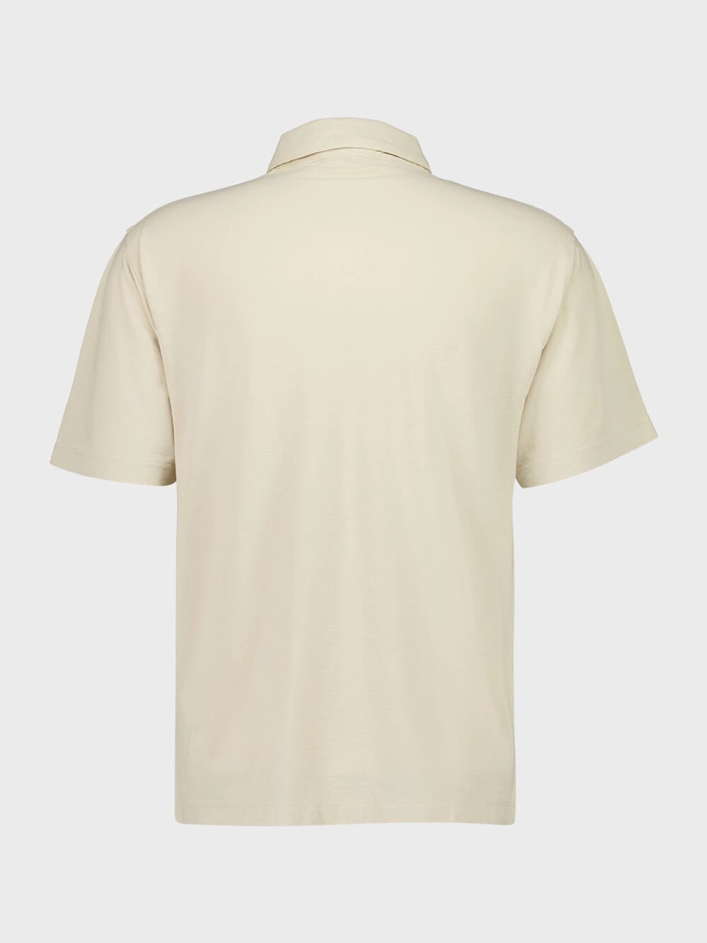 Beige Cotton Crepe Jersey Polo Shirt