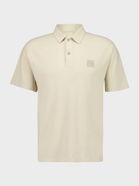 Beige Cotton Crepe Jersey Polo Shirt Tops Mens - men's t-shirts outlet