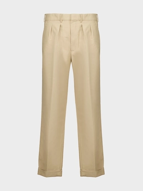 Beige Cotton Satin Semi-Sartorial Trousers Bottoms Mens - cheap mens shorts online