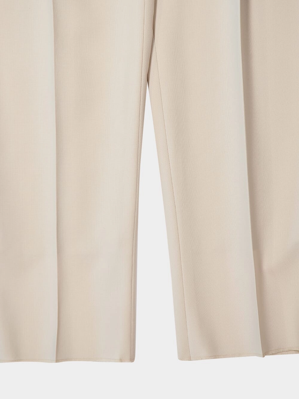 Beige High-Waisted Wool Trousers