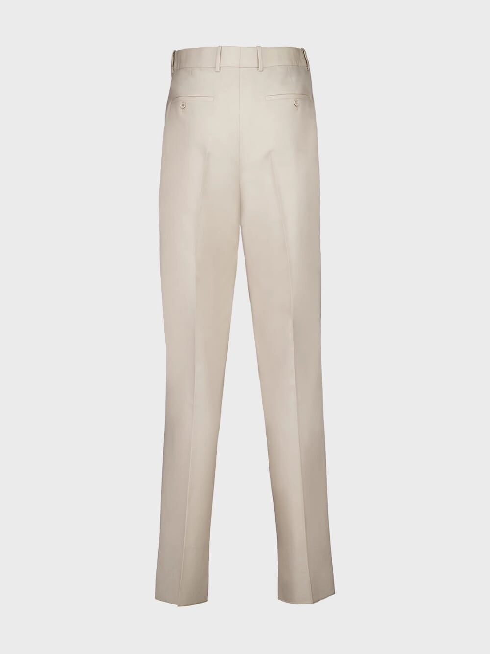Beige High-Waisted Wool Trousers