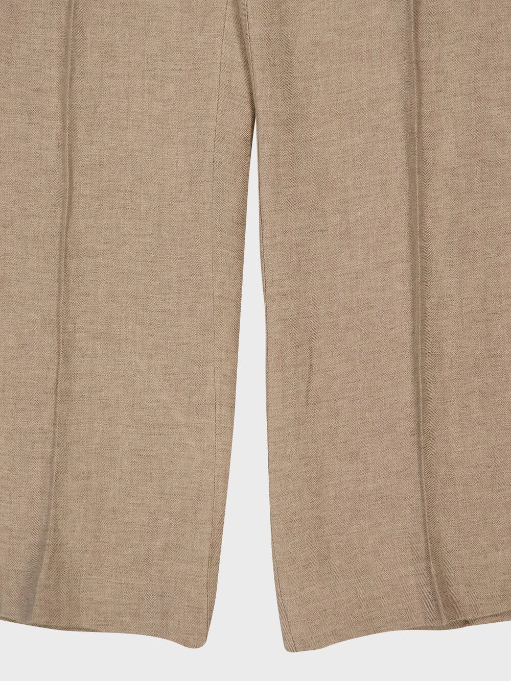 Beige Linen Straight-Leg Trousers