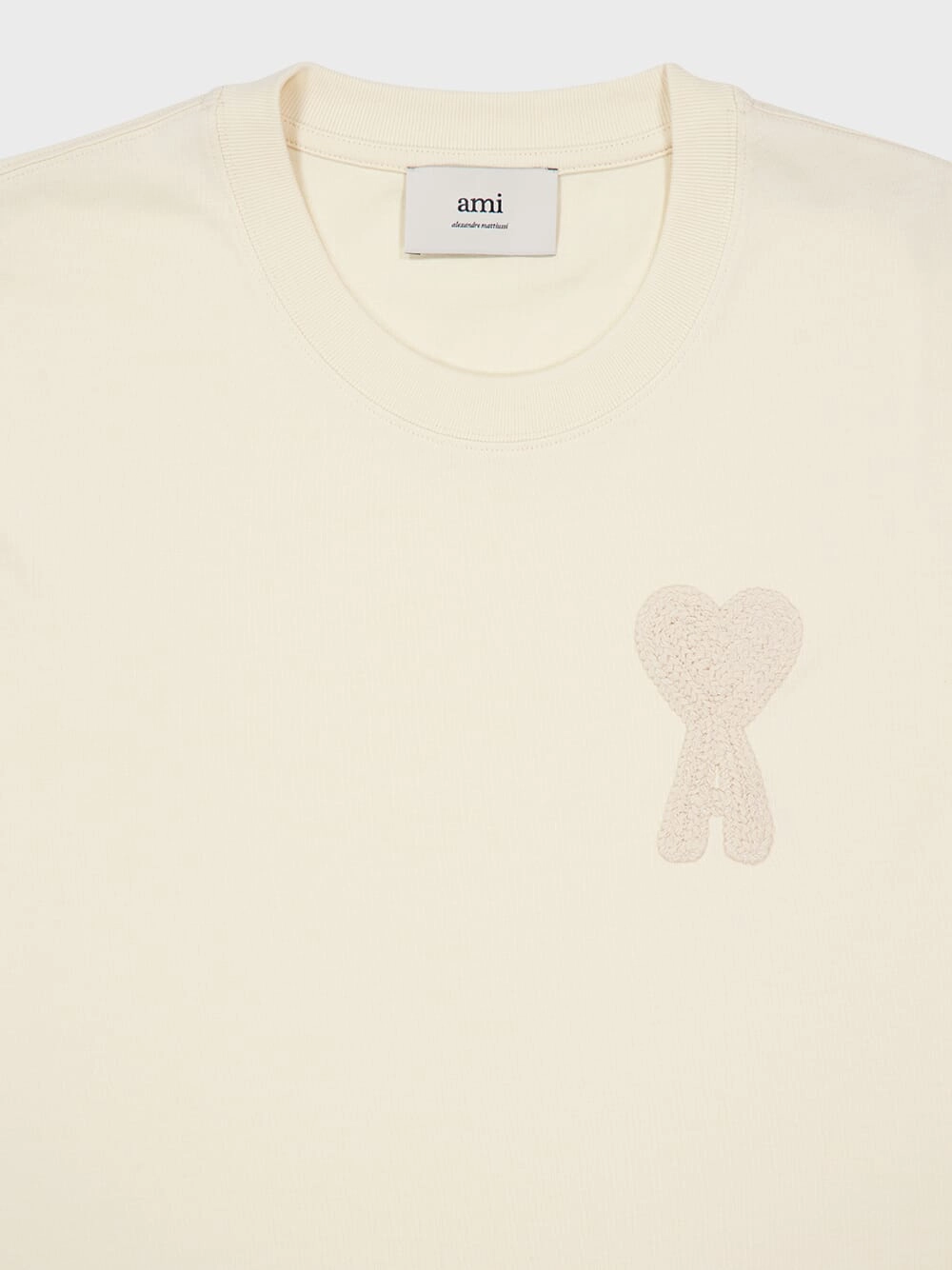 Beige Organic Cotton T-Shirt with Patch
