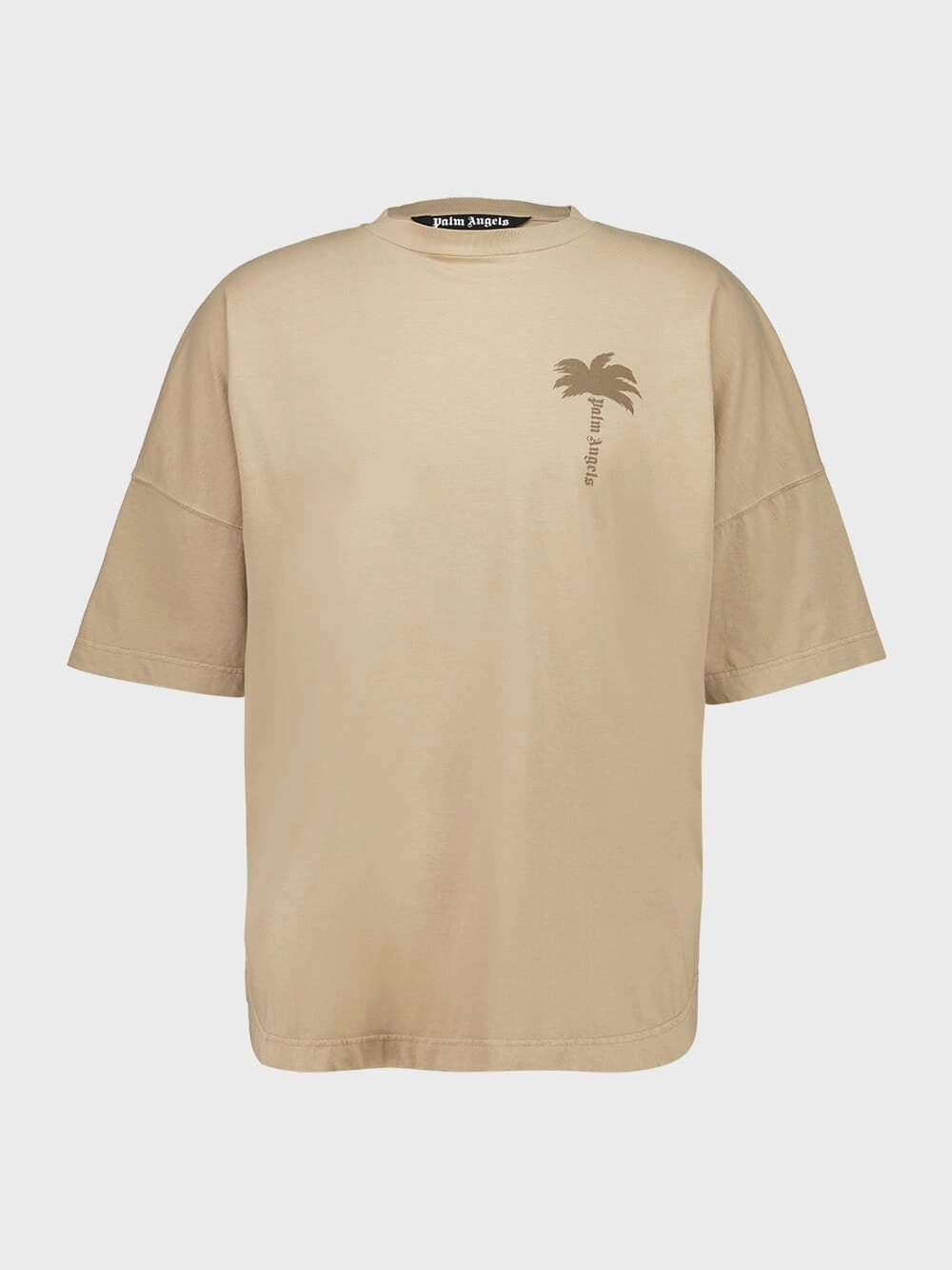 Beige Oversized Palm T-Shirt Tops Mens - flannel shirts