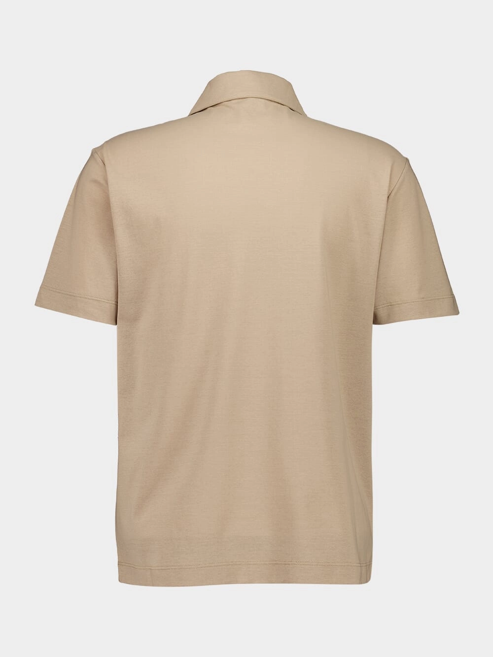 Beige Short-Sleeve Cotton Crepe Polo Shirt