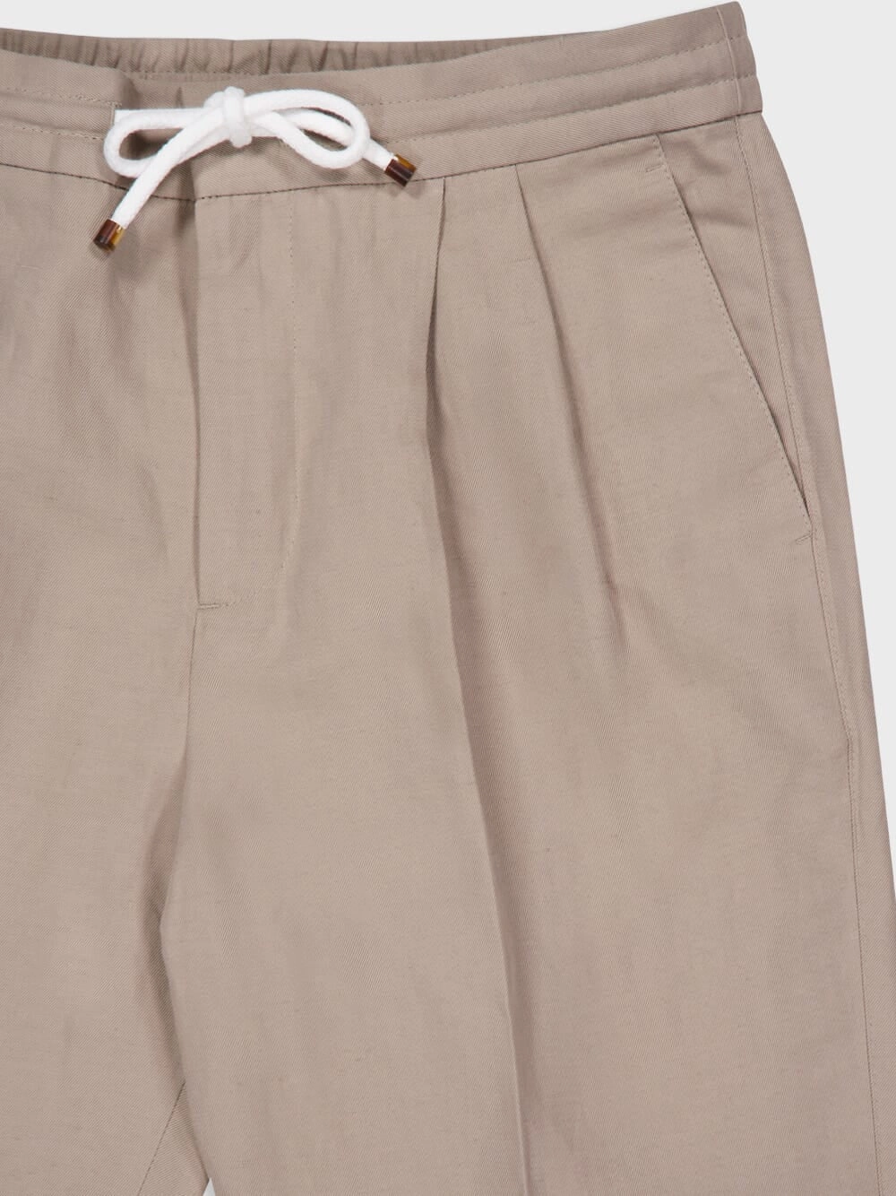 Beige Tapered-Leg Trousers