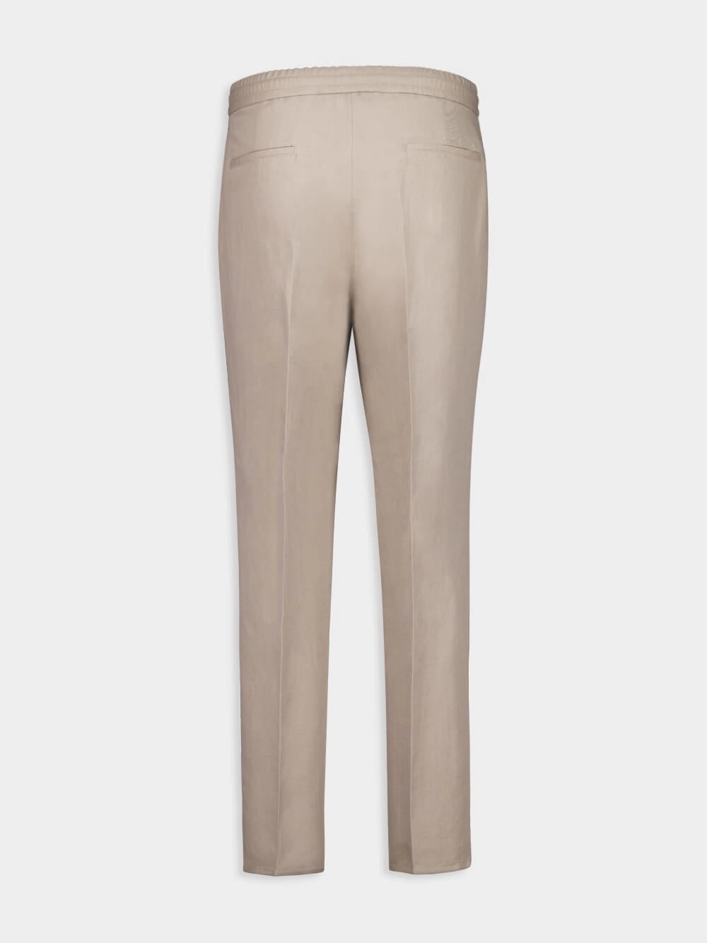 Beige Tapered-Leg Trousers