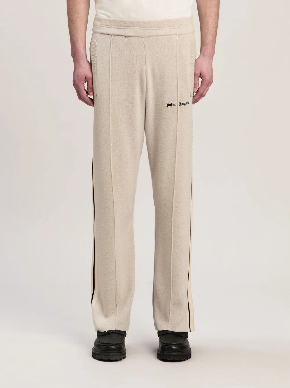 Beige Wool-Cashmere Track Pants Bottoms Mens - cheap mens shorts online