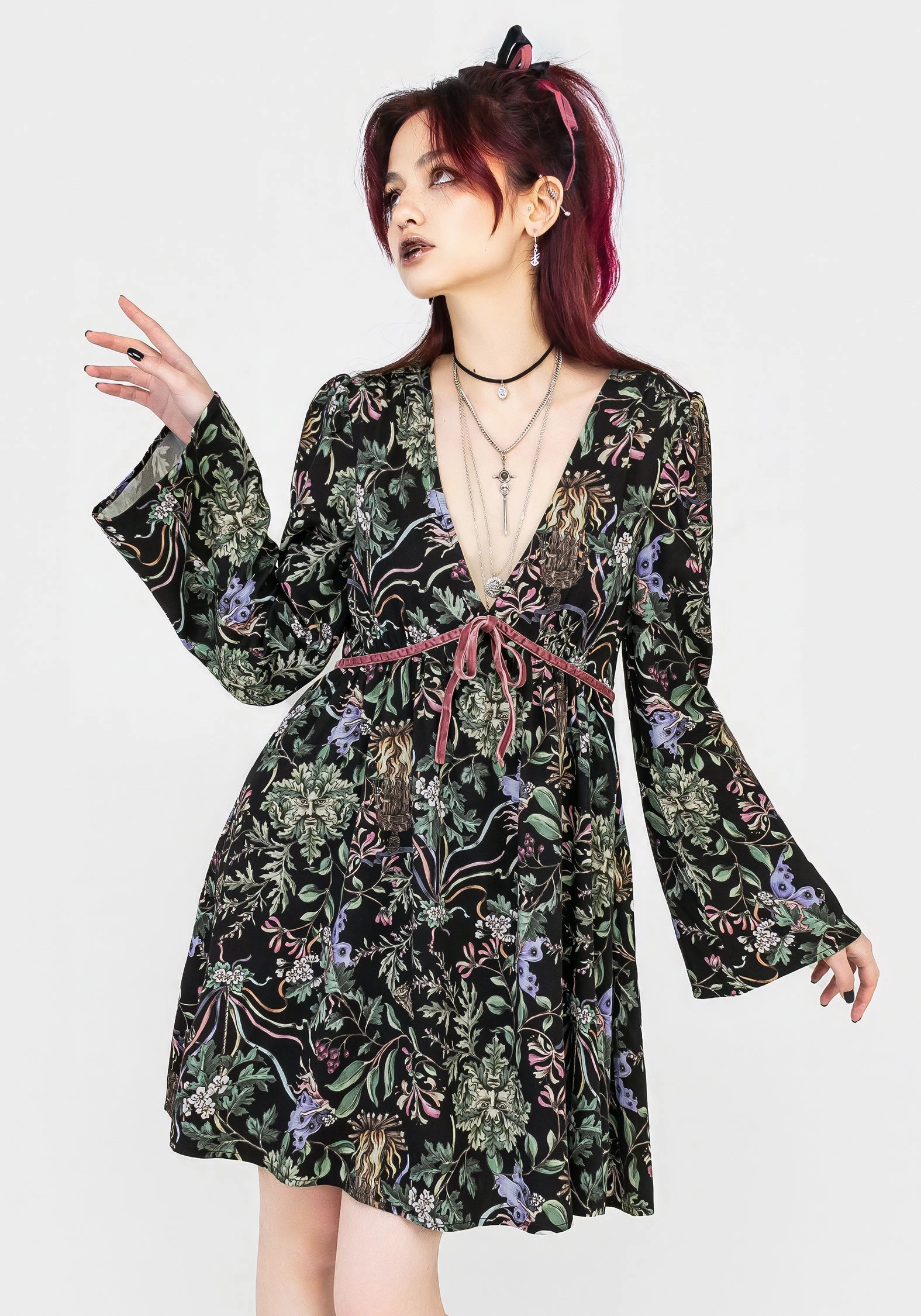 Beltane Flute Sleeve Mini Dress Dresses Womens - women's dresses clearance