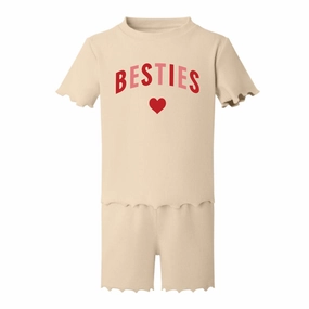 Besties Love Hearts Rib T-shirt & Short Set Holiday Collection - holiday outfits clearance