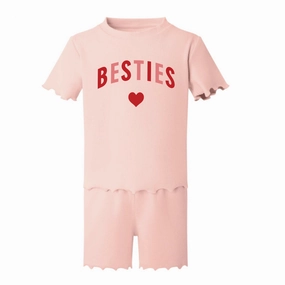 Besties Love Hearts Rib T-shirt & Short Set Holiday Collection - holiday outfits clearance
