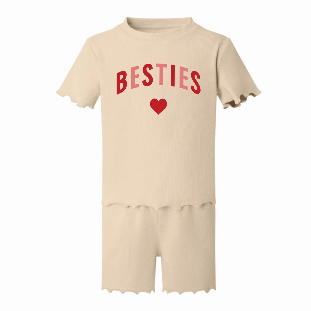Besties Love Hearts Rib T-shirt & Short Set