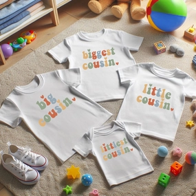 Biggest To Littlest Cousin Matching White T-Shirts Holiday Collection - holiday outfits clearance