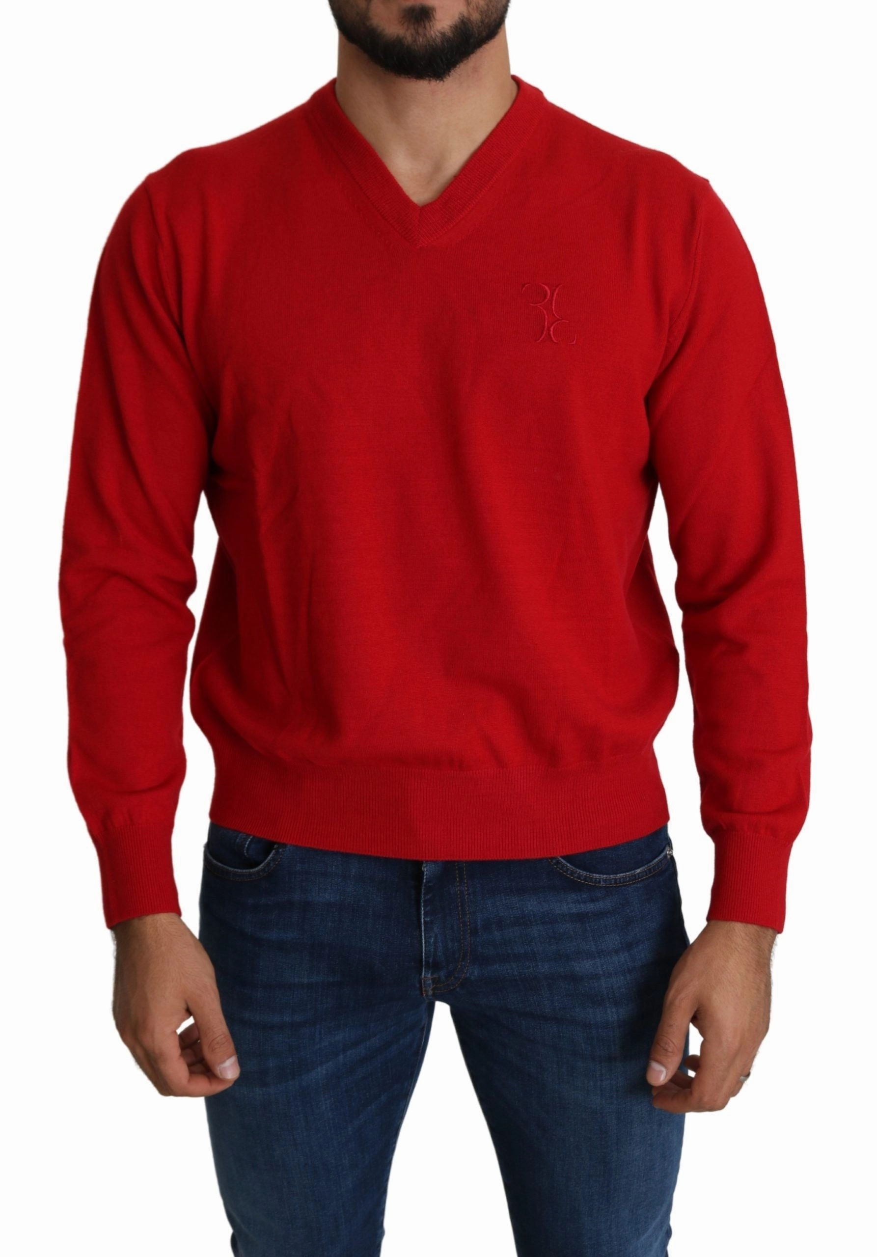 Billionaire Italian Couture  V-neck Wool Sweatshirt Pullover Men's Sweater chunky knit discount