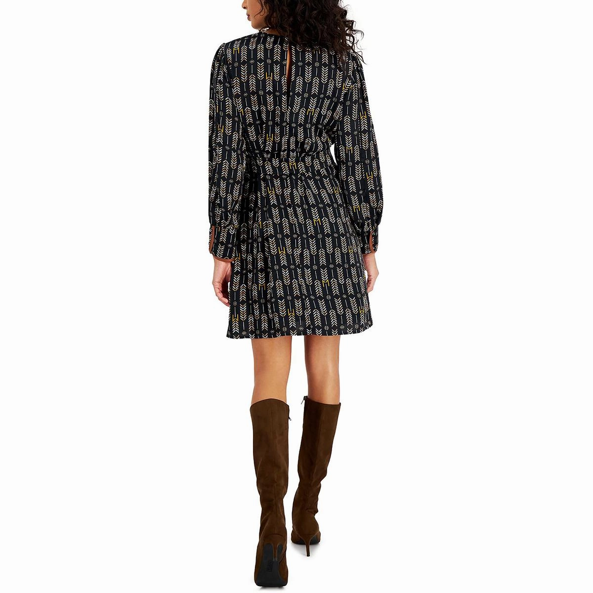 Billy Womens Satin Printed Wear to Work Dress