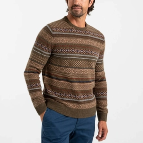 Birch Fair Isle Crewneck Sweater In Olive Pine Heather designer sweaters outlet