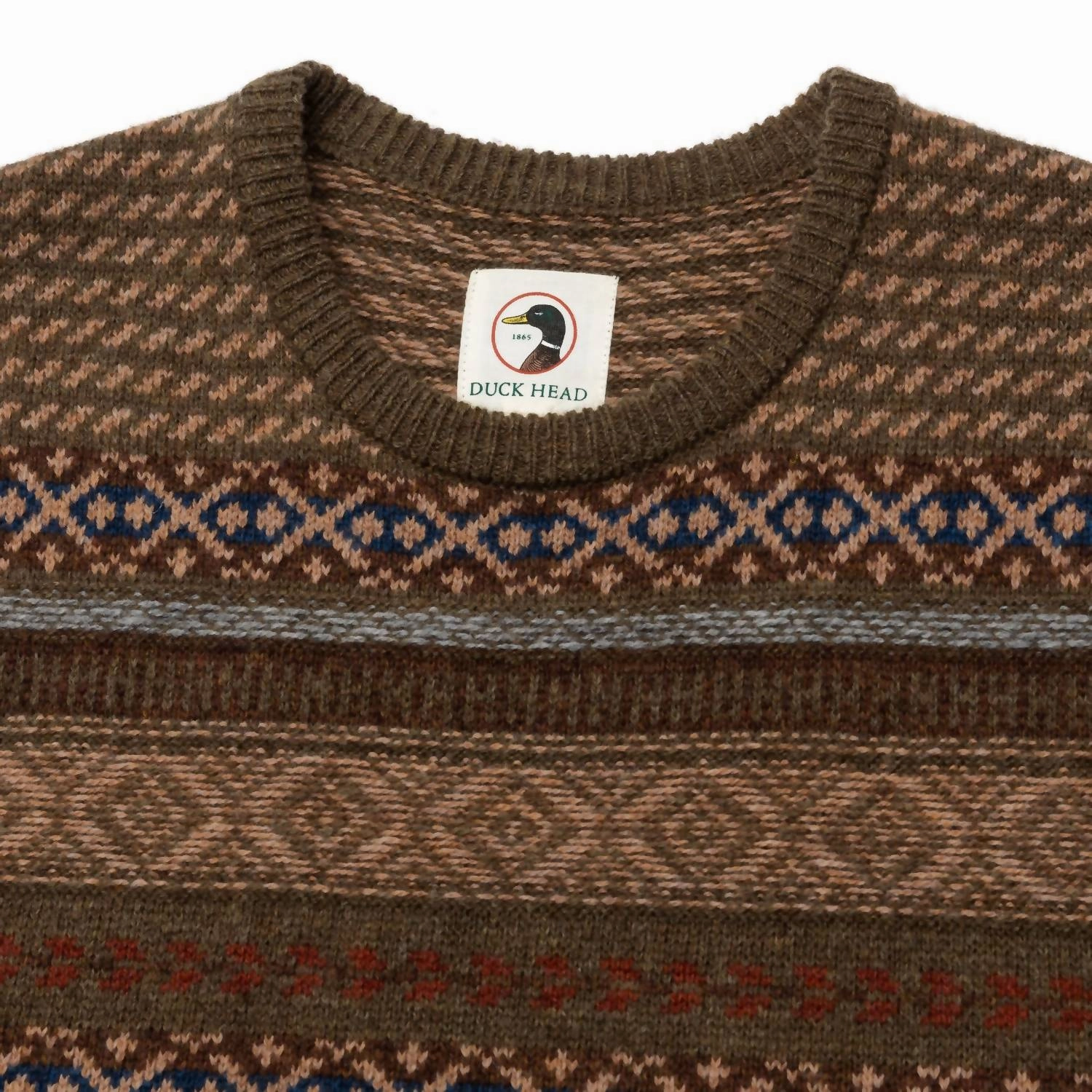 Birch Fair Isle Crewneck Sweater In Olive Pine Heather