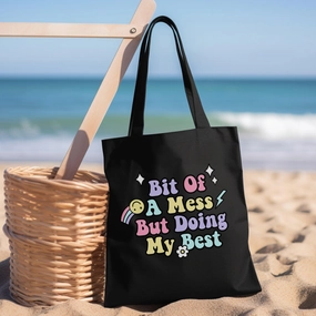 Bit Of A Mess, Doing My Best Tote Bag Holiday Collection - holiday outfits clearance