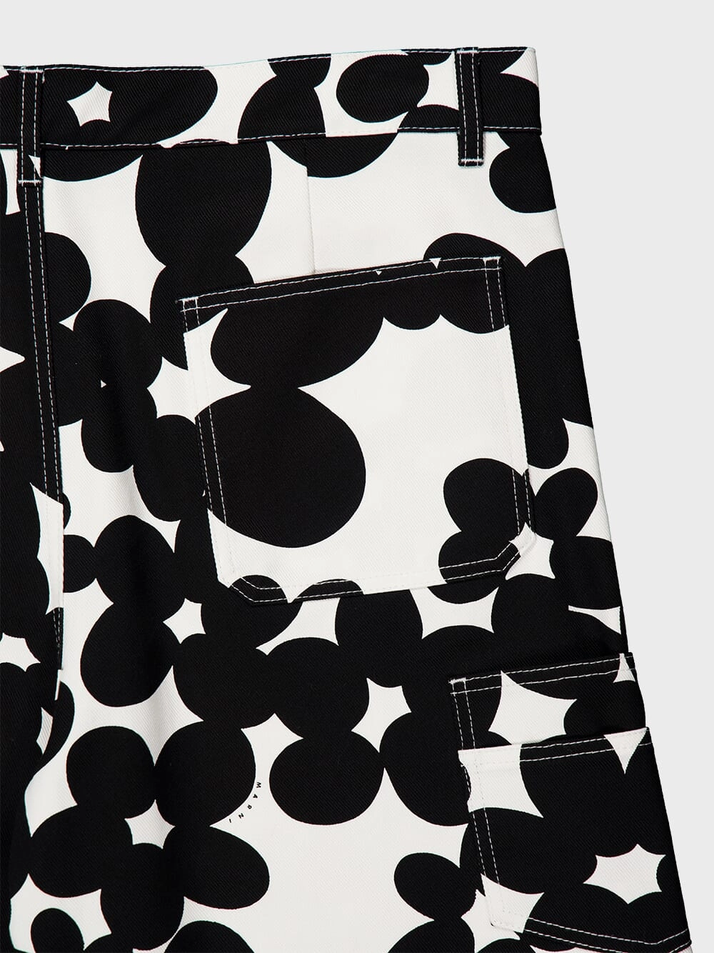 Black and White Dillies Print Cotton Cargo Pants