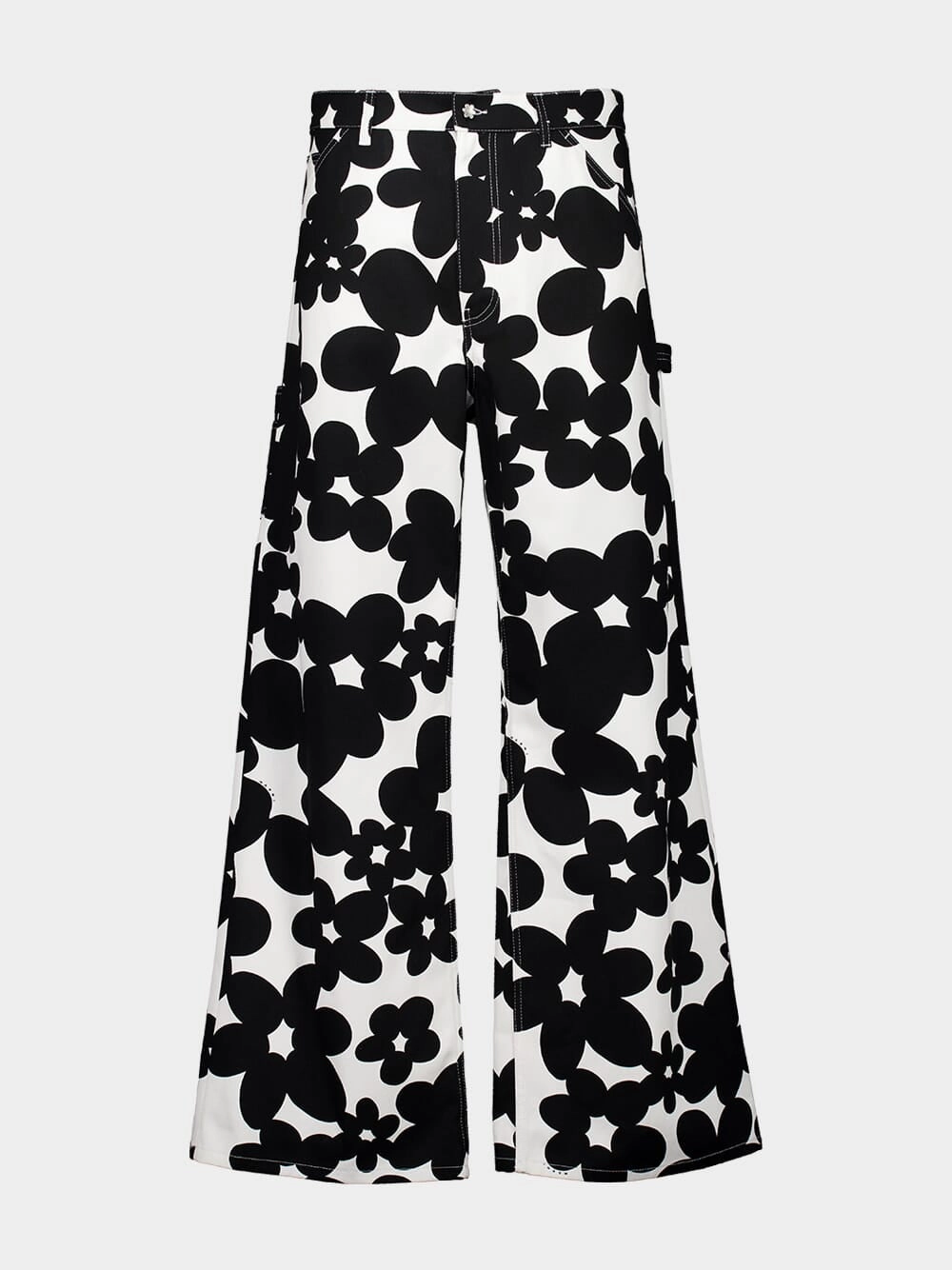 Black and White Dillies Print Cotton Cargo Pants Bottoms Mens - cheap mens shorts online