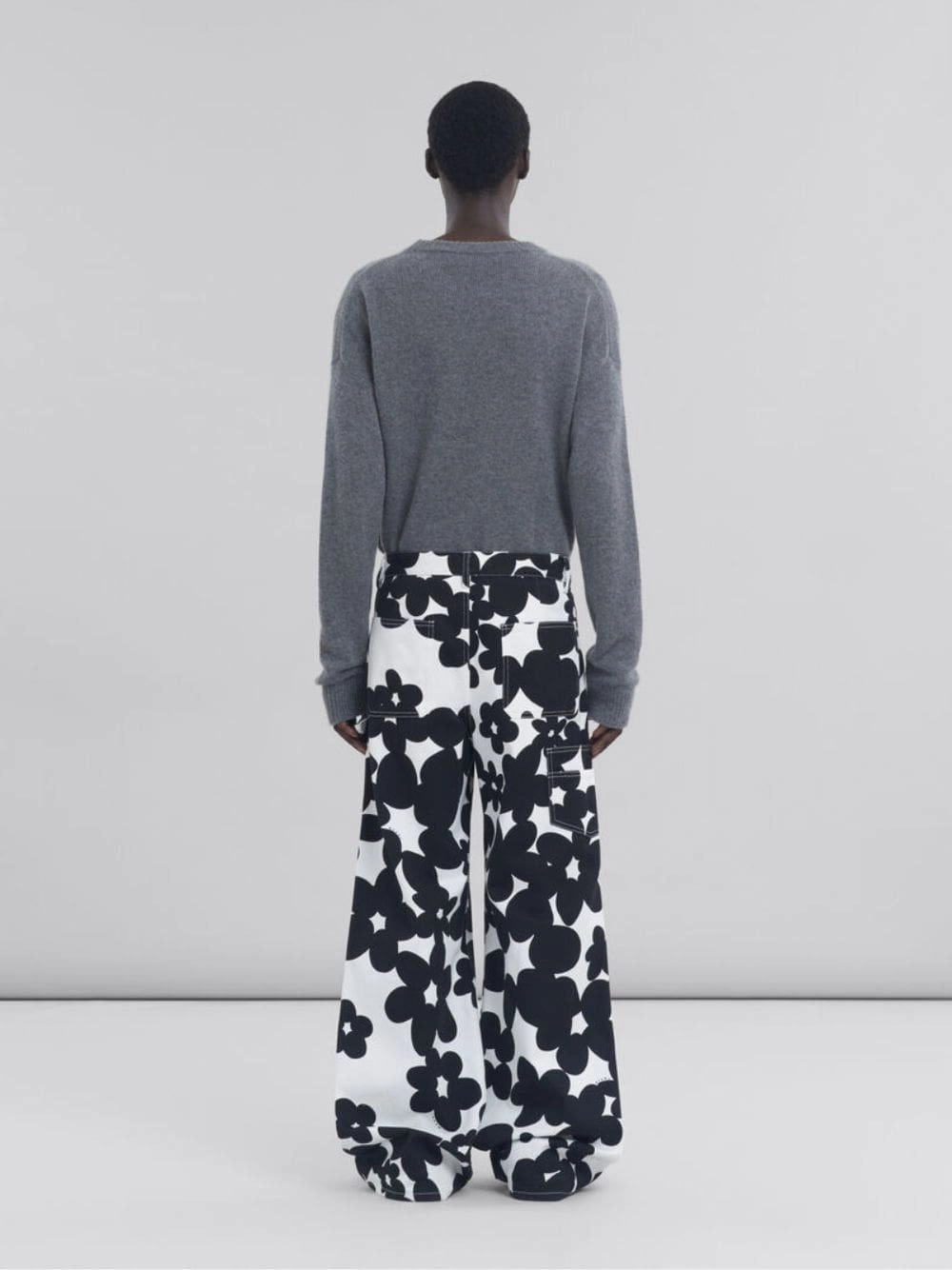Black and White Dillies Print Cotton Cargo Pants