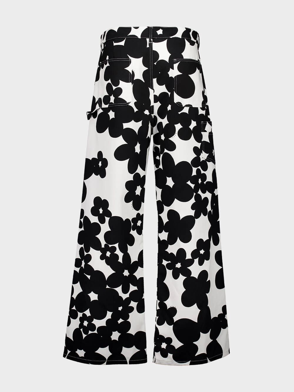 Black and White Dillies Print Cotton Cargo Pants