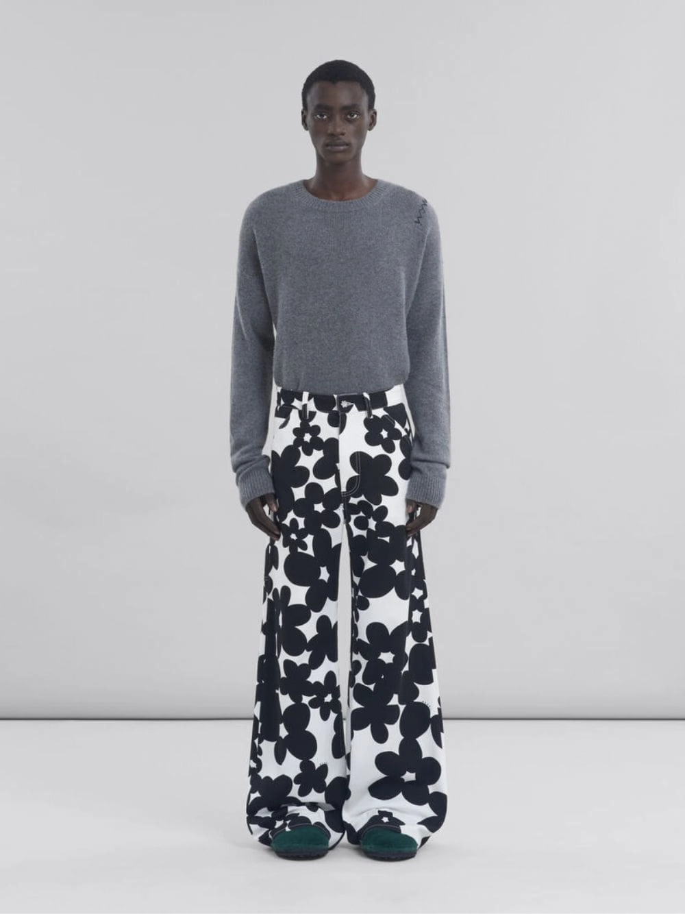 Black and White Dillies Print Cotton Cargo Pants