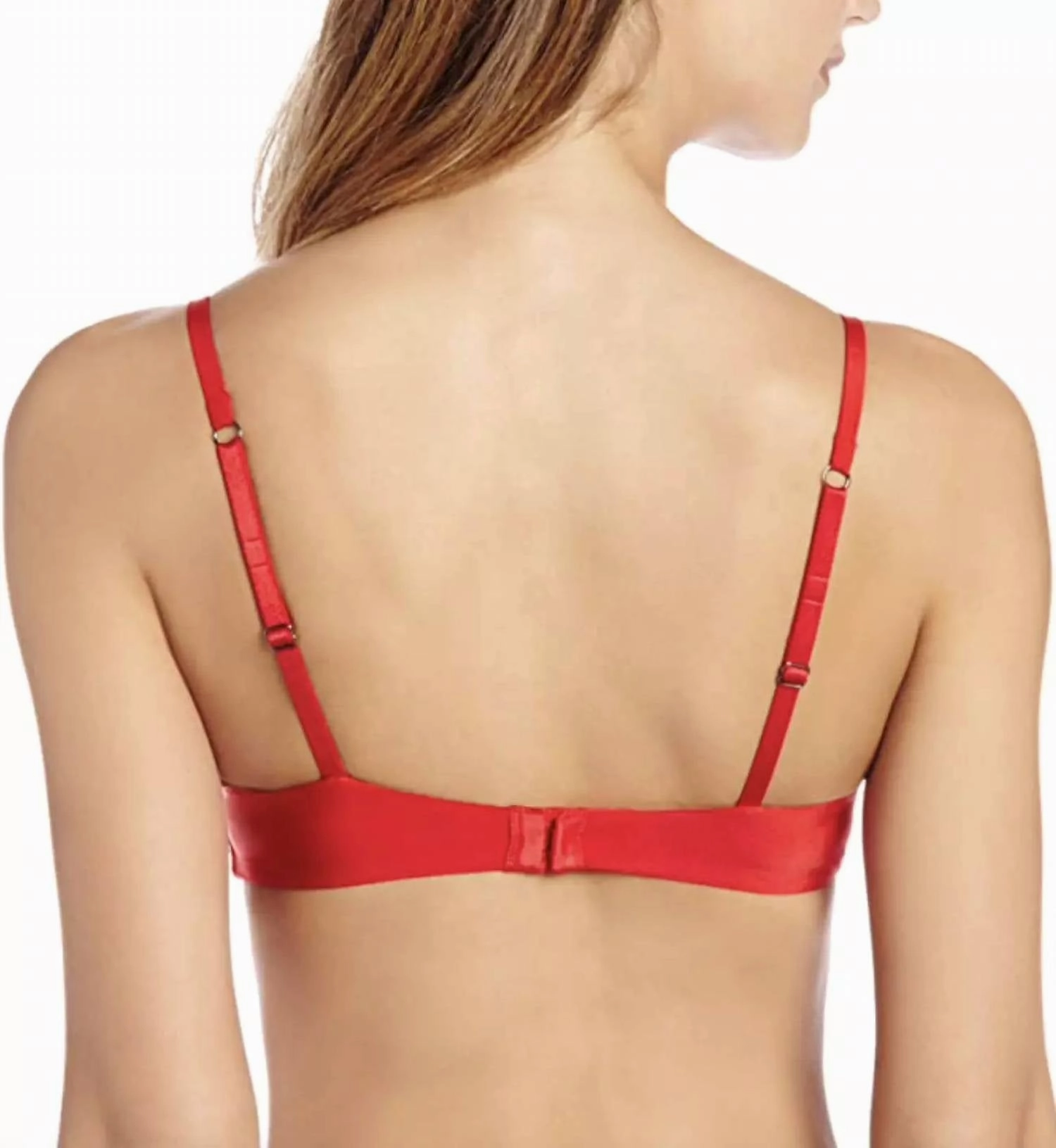 Black Bow Rumour Lace Overlay Plunge Push Up Bra In True Red Gold Foil