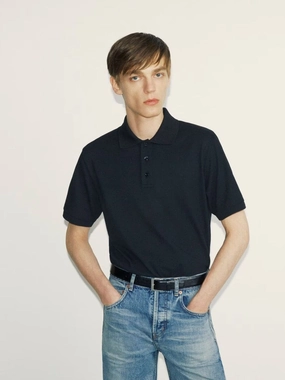 Black Cassandre Polo Shirt in Piqu Tops Mens - men's t-shirts outlet