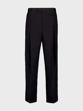 Black Classic Linen Straight-Fit Trousers Bottoms Mens - cheap mens shorts online