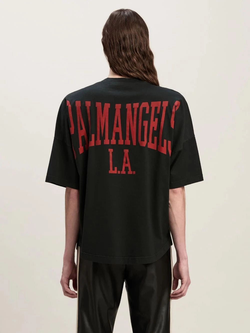 Black College T-Shirt with Logo Print