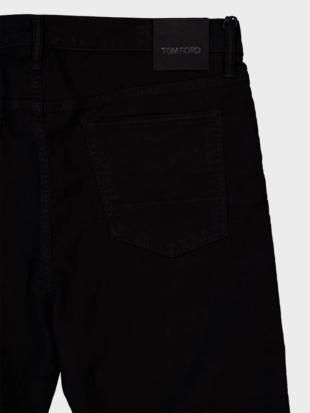 Black Cotton Blend Straight-Leg Jeans