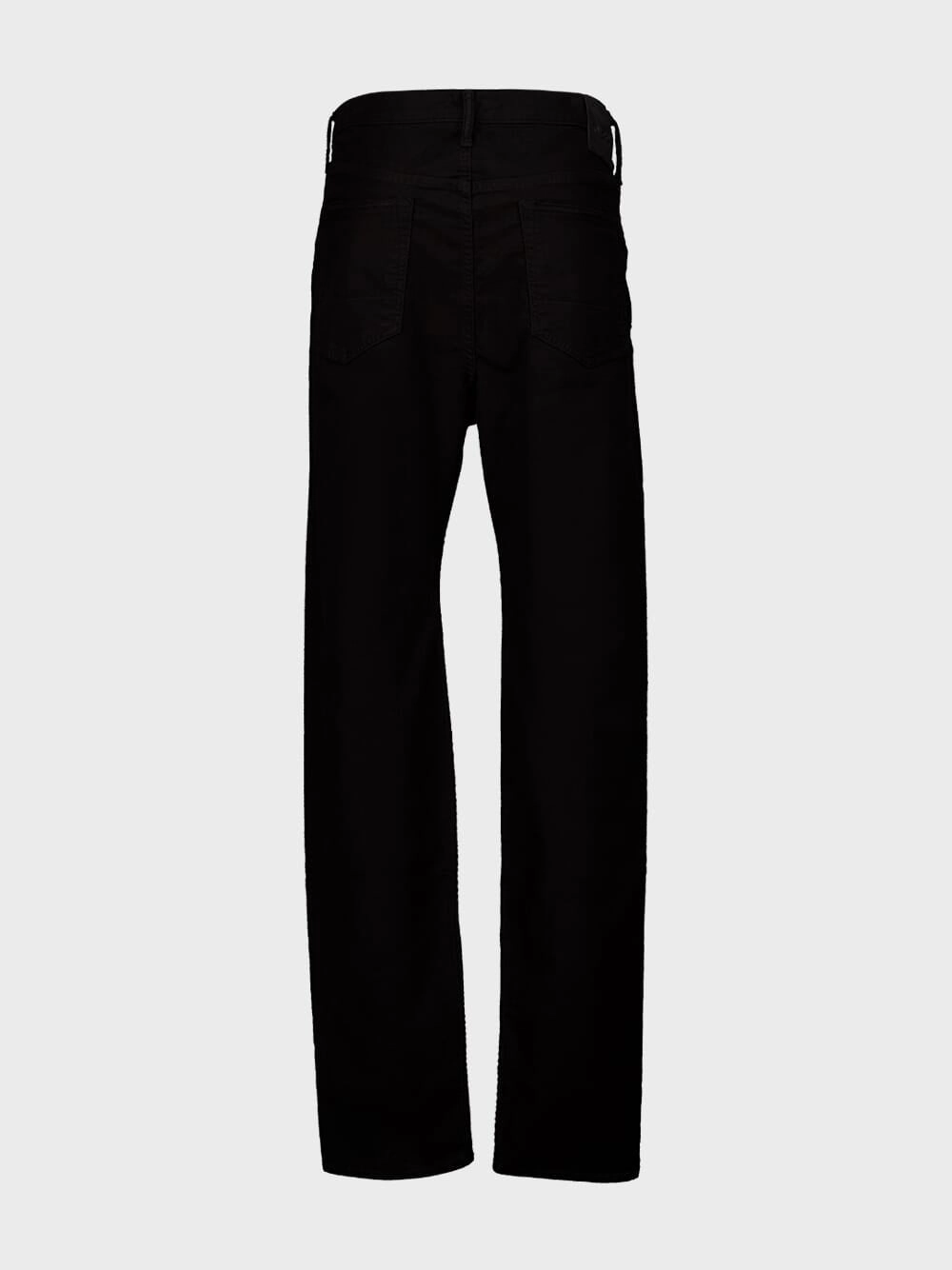Black Cotton Blend Straight-Leg Jeans