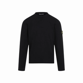 Black Cotton Crew Neck Pullover cashmere sweaters sale