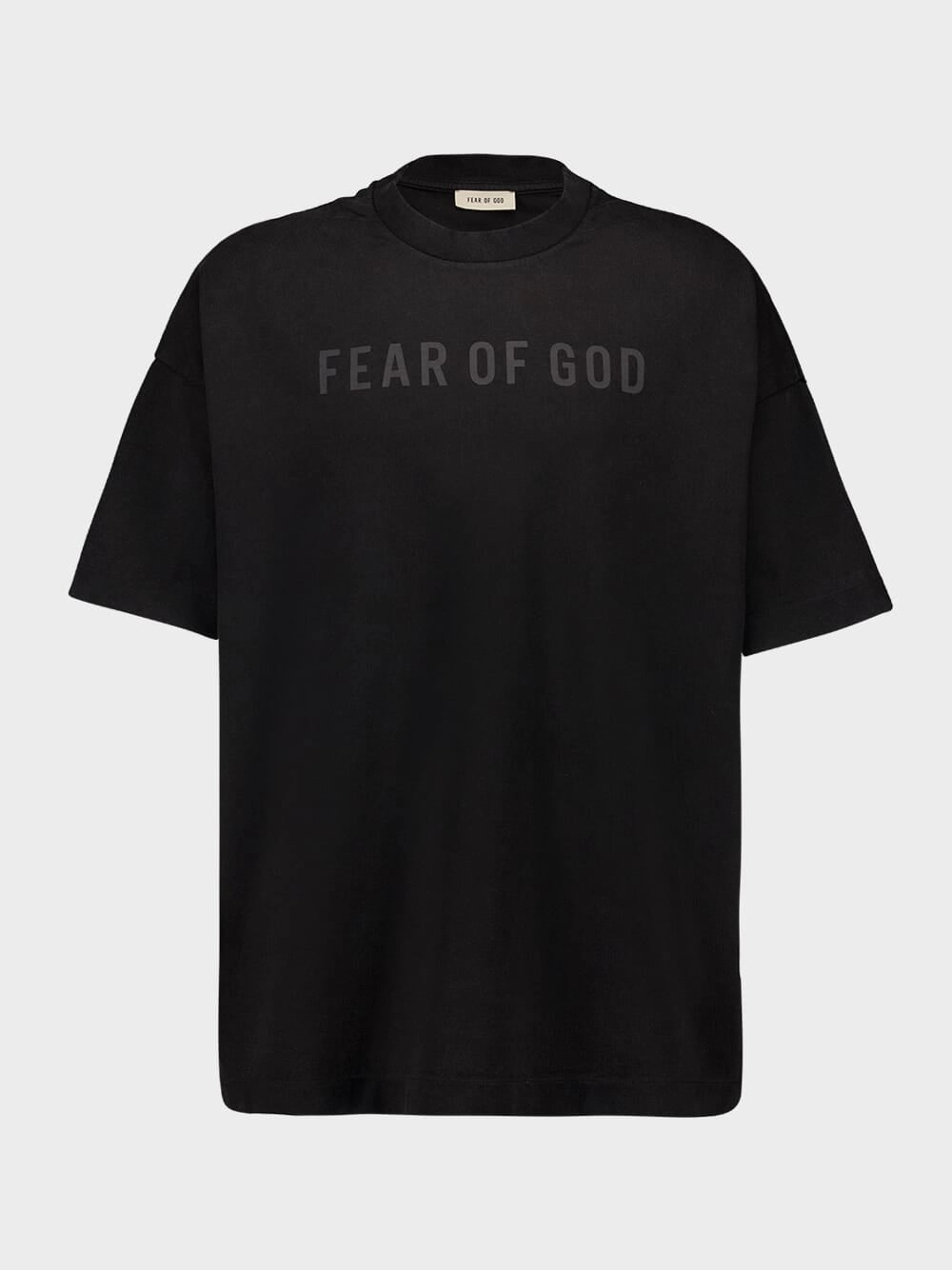 Black Cotton Logo Print T-Shirt Tops Mens - flannel shirts