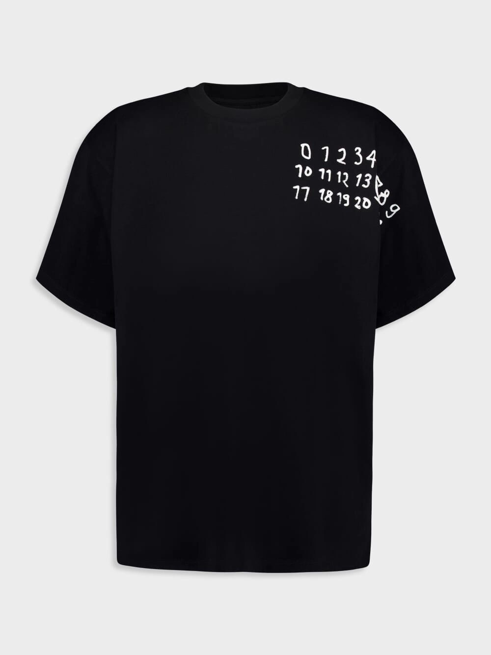 Black Cotton Numbers Printed Crewneck T-Shirt Tops Mens - flannel shirts