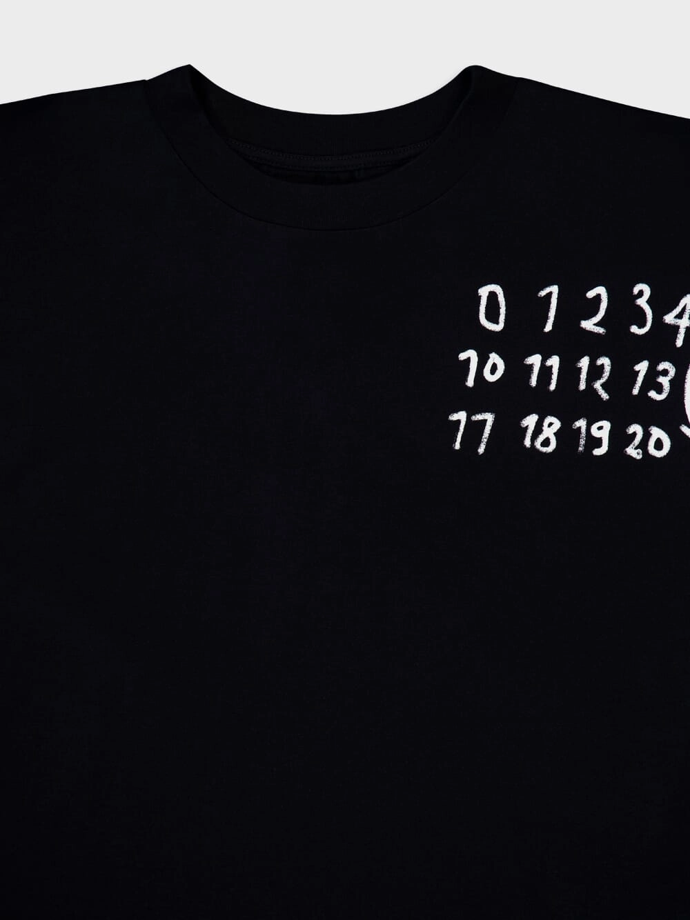 Black Cotton Numbers Printed Crewneck T-Shirt