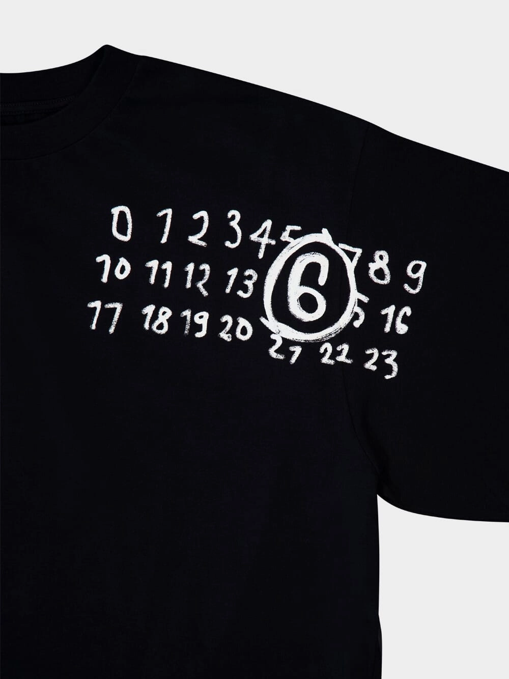 Black Cotton Numbers Printed Crewneck T-Shirt