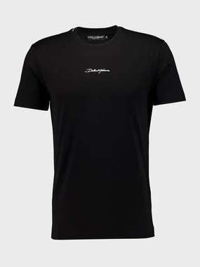 Black Cotton T-Shirt with Logo Tops Mens - flannel shirts