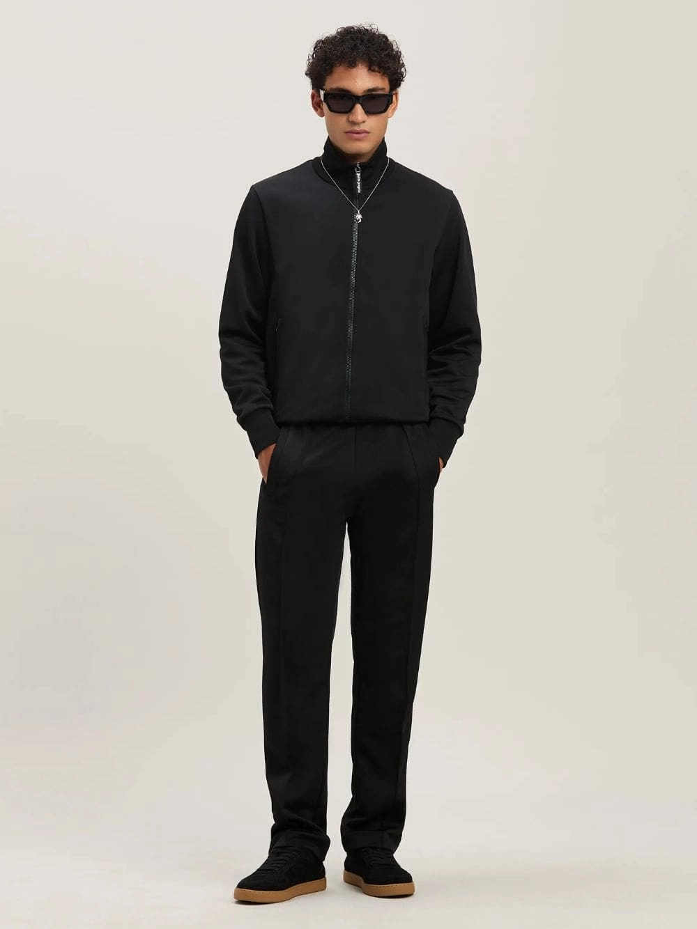 Black Curved Logo Track Pants
