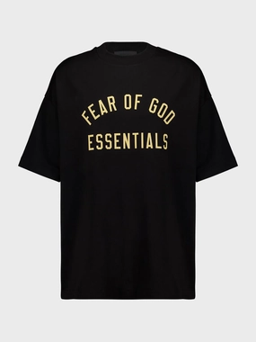 Black Essentials Jersey T-Shirt with Logo Tops Mens - flannel shirts