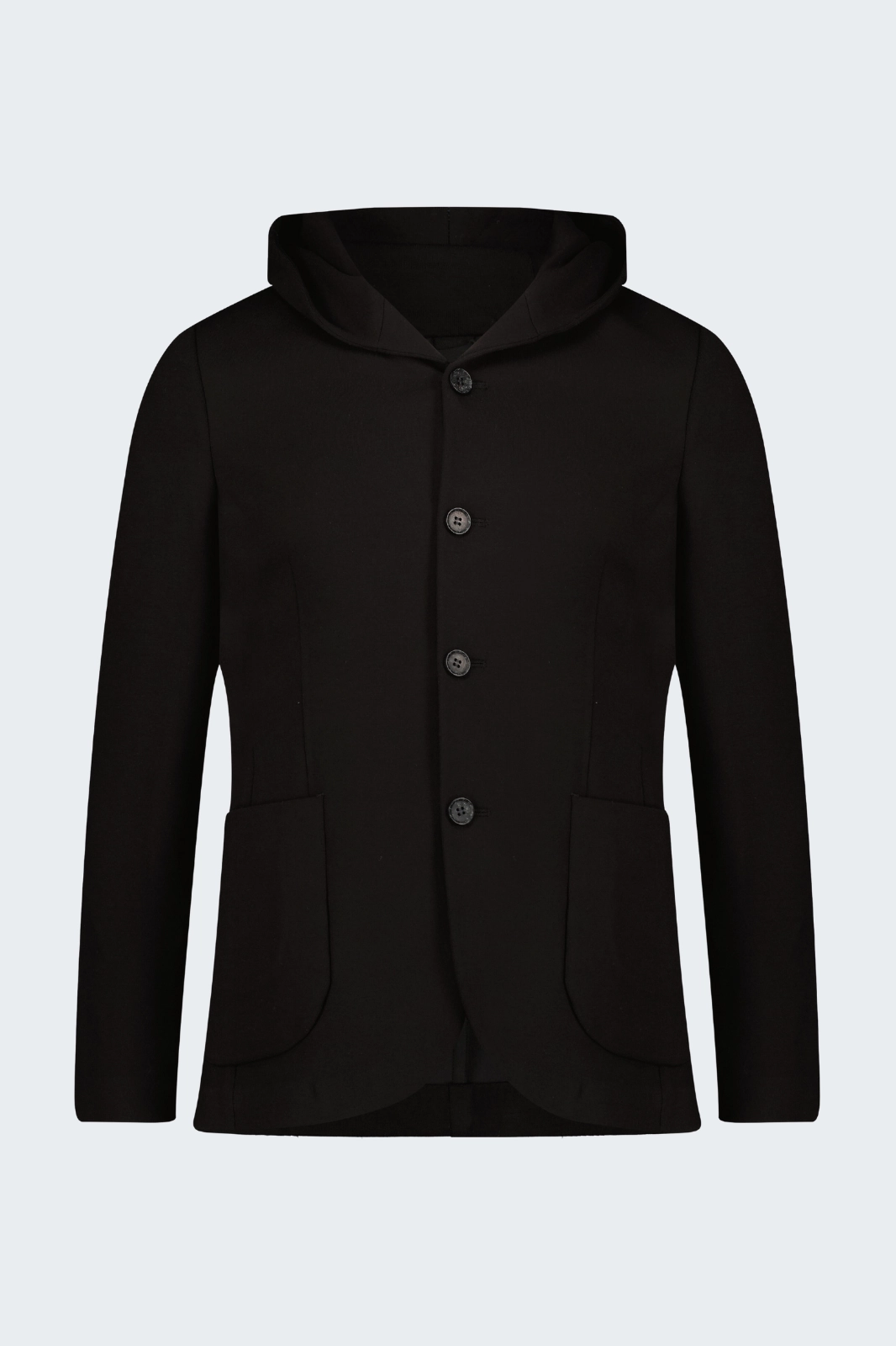 Black Knit Hooded Button Sportcoat