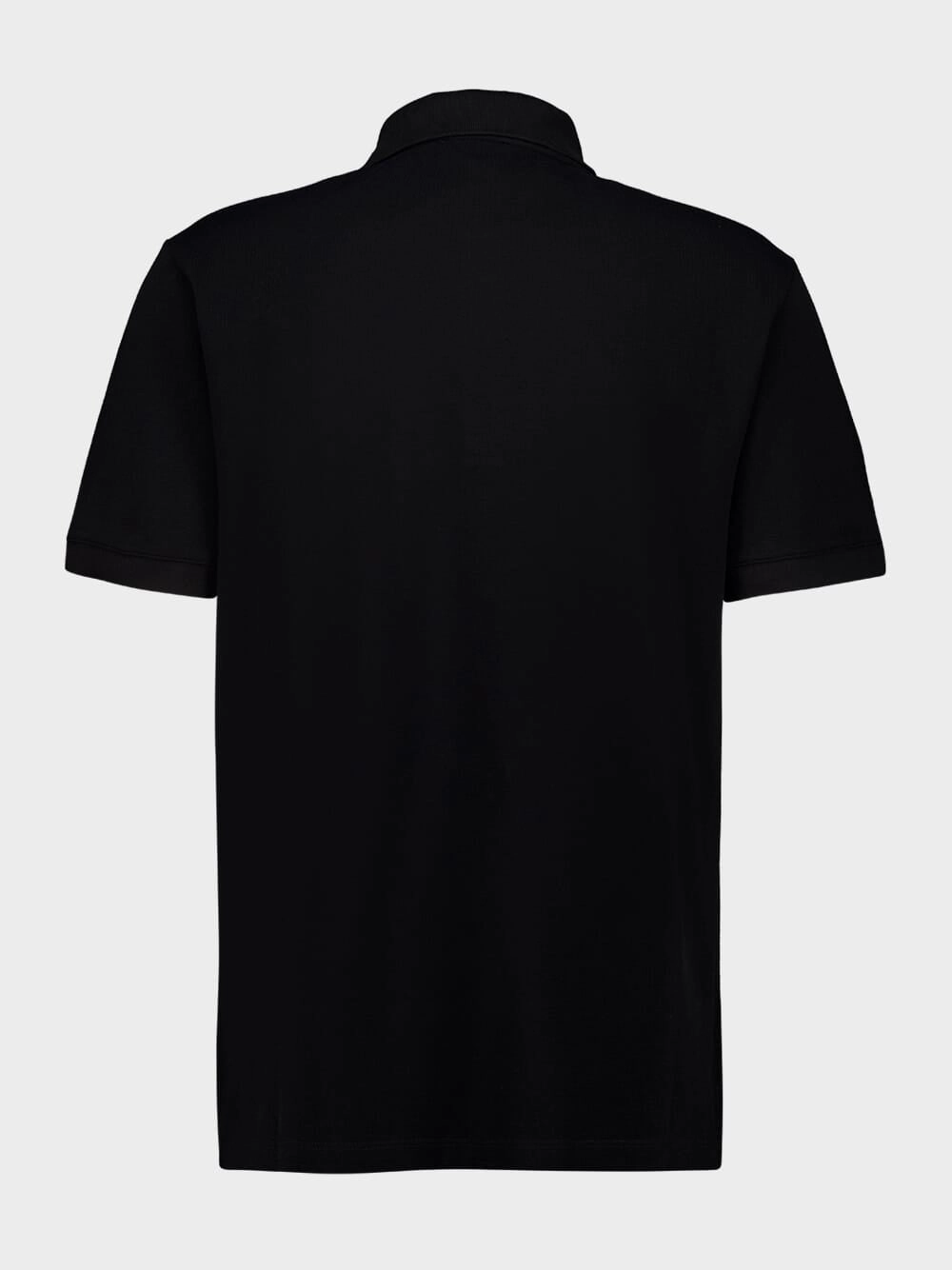 Black Logo Embroidered Cotton Polo