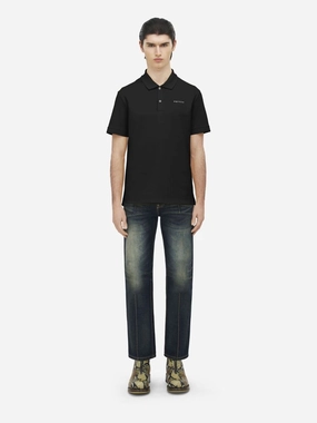 Black Logo Embroidered Cotton Polo Tops Mens - men's t-shirts outlet