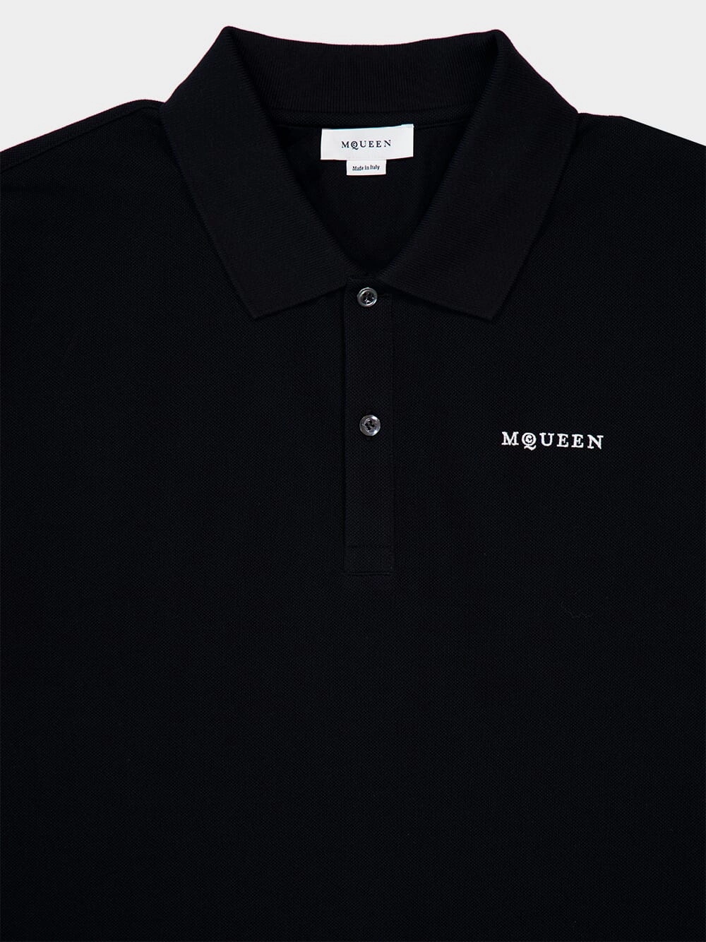 Black Logo Embroidered Cotton Polo