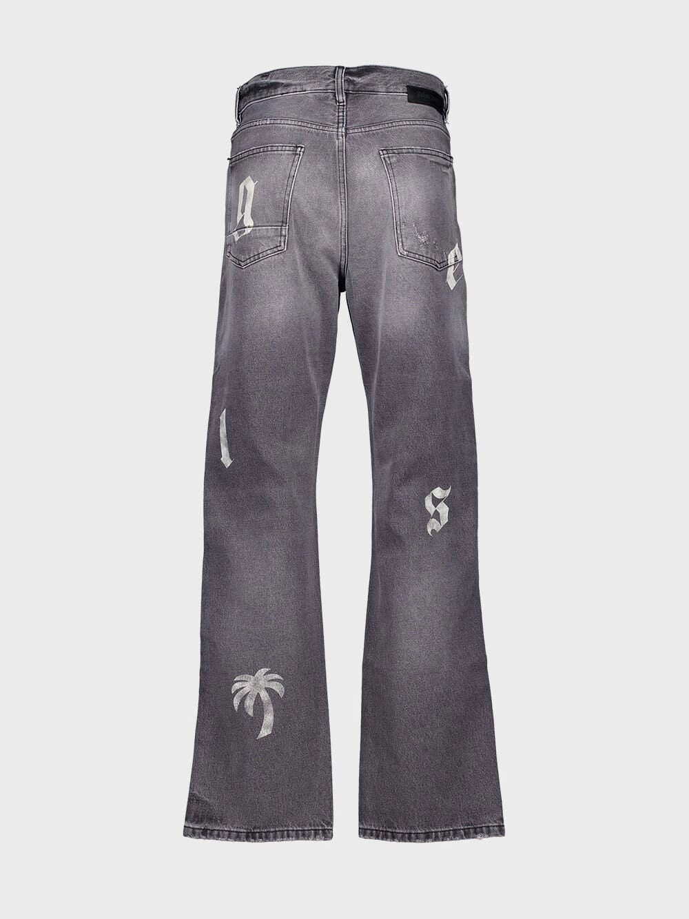 Black Loose Fit Jeans with Logo Print