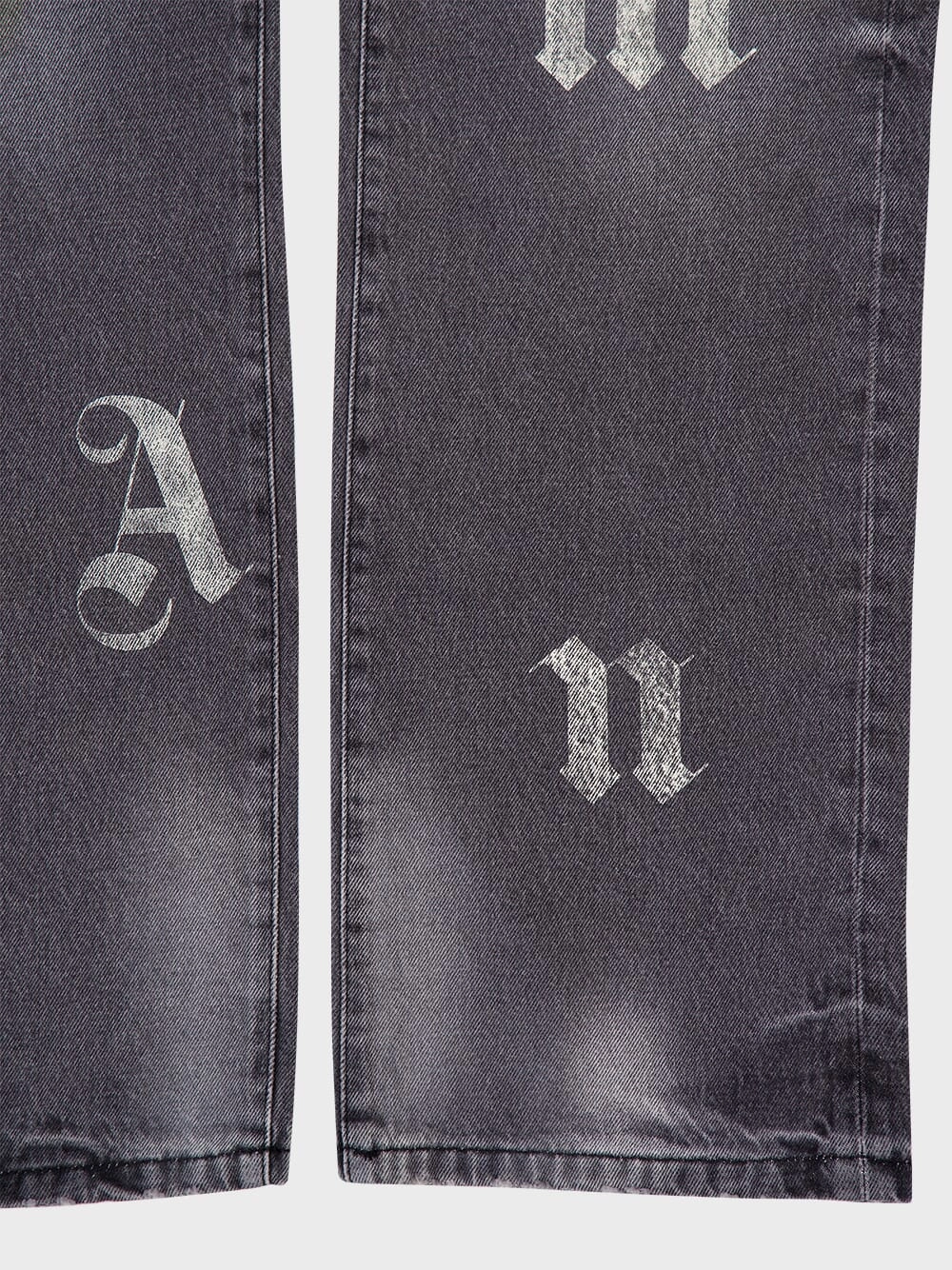 Black Loose Fit Jeans with Logo Print